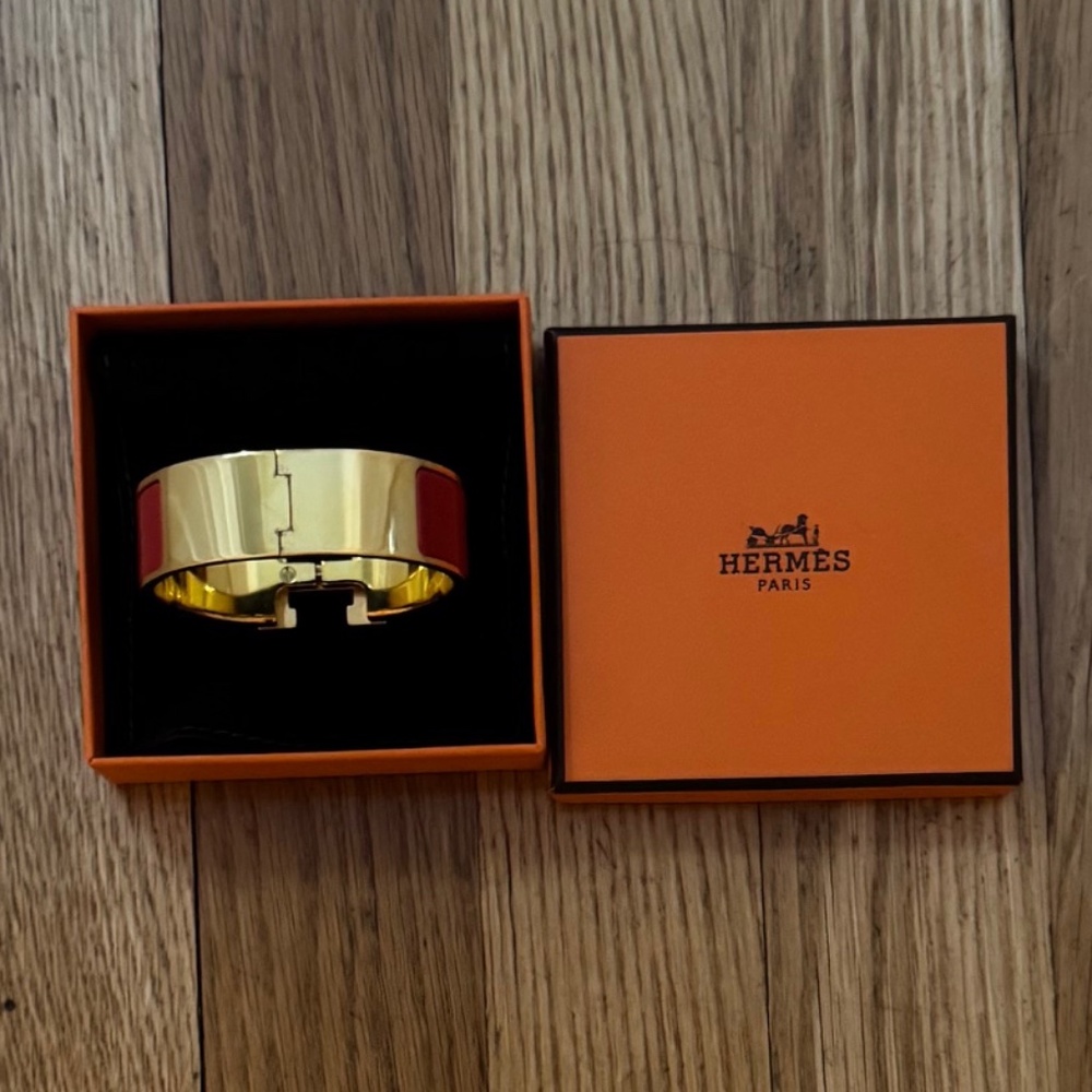 HERMES - CLIC CLAC H BRACELET - Rouge Amarante - Picture 3 of 12